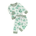 thumbnail image 1 of Bslissey 6M 12M 18M 24M 3T Toddler Baby Boys Girls Long Pants Sets Clover Print Long Sleeve Sweatshirt + Drawstring Pants 2Pcs Outfits Infant Casual Holidays Clothes, 1 of 9