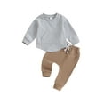 thumbnail image 1 of Bslissey 6M 12M 18M 24M 3T Toddler Baby Boys Pants Sets Solid Color Long Sleeve Pocket Pullover Tops Casual Jogger Pants Tracksuit 2Pcs Outfits Infant Daily Clothes, 1 of 9