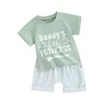 thumbnail image 1 of Bslissey 6M 12M 18M 24M 3T Toddler Baby Girls Shorts Set Short Sleeve Letter Print T-shirt with Elastic Waist Pockets Shorts 2Pcs Outfits Infant Summer Casual Clothes, 1 of 10