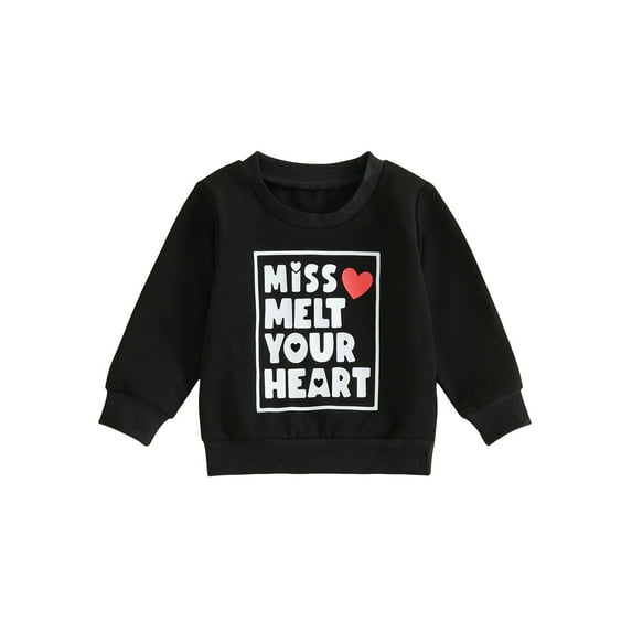 Bslissey 6M 12M 18M 24M 3T Toddler Girls Valentine's Day Sweatshirt Casual Long Sleeve Letter Heart Print Hoodie Crew Neck Pullovers Infant Baby Spring Fall Daily Tops