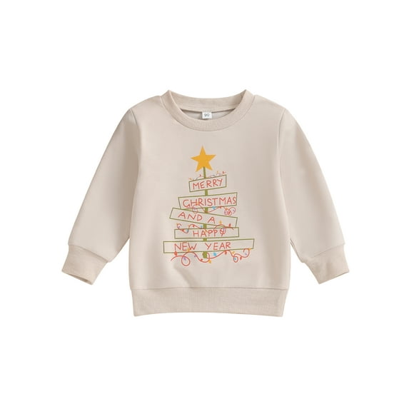 Bslissey 6M 12M 2T 3T 4T 5T Little Boys Girls Christmas Sweatshirt Toddler Long Sleeve Letter Star Tree Print Loose Hoodie Kids Casual Pullover Tops Daily Clothes