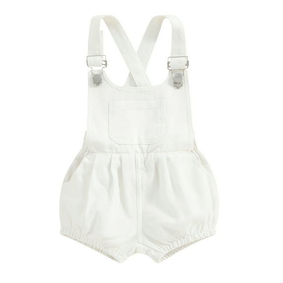 Bslissey Baby Boys Denim Overall Shorts Solid Color Sleeveless Suspender Strap Romper Infant Casual Front Pocket Bodysuit Toddler Summer Clothes 6M 12M 18M 24M