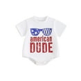 thumbnail image 1 of Bslissey Baby Boys Girls 4th of July T-shirt Romper 6M 9M 12M 18M Short Sleeve Letter Print Jumpsuit Newborn Infant Casual Summer Bodysuit for Independence Day, 1 of 9