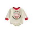 thumbnail image 1 of Bslissey Baby Boys Girls Christmas Sweatshirt Romper 3M 6M 12M 18M 24M Long Sleeve Letter Print Onesie Bodysuit Infant Casual Jumpsuit Toddler Cute Daily Clothes, 1 of 8