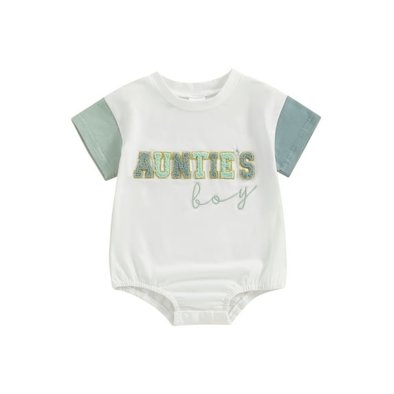 Bslissey Baby Boys Girls Short Sleeve Romper Contrast Color Embroidery Letter Crew Neck Jumpsuit Newborn Infant Casual Summer T-shirt Bodysuit 3M 6M 12M 18M