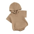 thumbnail image 1 of Bslissey Baby Boys Girls Summer Hood Romper Short Sleeve Hooded Jumpsuit Solid Color Front Pocket T-shirt Bodysuit 3M 6M 12M 18M Newborn Infant Casual Tops, 1 of 8
