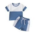thumbnail image 1 of Bslissey Baby Boys Short Pants Sets 3M 6M 9M 12M 18M 24M Contrast Color Short Sleeve T-shirt Tops + Drawstring Shorts 2Pcs Outfits Infant Toddler Casual Summer Clothes, 1 of 9