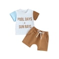 thumbnail image 1 of Bslissey Baby Boys Shorts Set Contrast Color Short Sleeve Letter Print T-Shirts + Elastic Waist Shorts 2Pcs Outfits 3M 6M 9M 12M 18M 24M Infant Summer Casual Clothes, 1 of 10