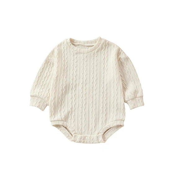 Bslissey Baby Girls Boys Sweater Romper Long Sleeve Solid Color Crew Neck Knit Pullover Jumpsuit Infant Toddler Casual Spring Fall Knitwear Bodysuit 6M 12M 18M 24M