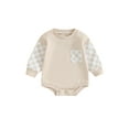 thumbnail image 1 of Bslissey Baby Girls Boys Sweatshirt Romper Plaid Print Long Sleeve Contrast Color Bodysuit with Pocket Newborn Infant Casual Daily Clothes 0-18 Months, 1 of 8