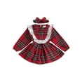 thumbnail image 1 of Bslissey Baby Girls Christmas Romper Dress Lace Trim Crew Neck Long Sleeve Plaid Skirt Hem Jumpsuit with Headband Infant Toddler Casual Cute Clothes 0-24 Months, 1 of 9