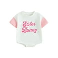 thumbnail image 1 of Bslissey Baby Girls Easter Cute Romper Short Sleeve Letter Print Bodysuit Newborn Infant Crew Neck Playsuit for Casual Daily 3M 6M 9M 12M 18M, 1 of 9