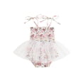 thumbnail image 1 of Bslissey Baby Girls Easter Sleeveless Romper Dress Cartoon Carrot Flower Print Tie-Up Tulle Skirt Hem Jumpsuit Infant Cute Smocked Bodysuit Summer Clothes 3M 6M 12M 18M, 1 of 8
