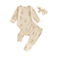 thumbnail image 1 of Bslissey Baby Girls Jumpsuit Outfits Cute Bunny Print Long Sleeve Romper + Elastic Waist Pants + Headband 3M 6M 12M 18M Newborn Infant Casual Easter 2Pcs Clothes Set, 1 of 9