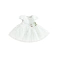 thumbnail image 1 of Bslissey Baby Girls Short Sleeve Dress Flower Layered Mesh Tulle A-line Dress Infant Casual Crew Neck Princess Party Dress Toddler Summer Cute Clothes 6M 12M 18M 24M, 1 of 9