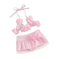 thumbnail image 1 of Bslissey Baby Girls Swimsuit Outfits Halter Neck 3D Flower Tie Up Tops + Elastic Waist Mesh Shorts Infant Toddler Casual Cute 2Pcs Bikini Split Swimwear Set 0-24M, 1 of 8