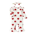 thumbnail image 1 of Bslissey Baby Girls Valentine's Day Footless Jumpsuit Heart Print Long Sleeve Ruffles Romper with Headband Infant Toddler Sweet Casual Outfit 0-24 Months, 1 of 9