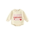 thumbnail image 1 of Bslissey Baby Girls Valentine's Day Sweatshirt Romper Long Sleeve Heart Letter Print Bodysuit Newborn Infant Crew Neck Casual Playsuit for Spring Fall 3M 6M 12M 18M, 1 of 9