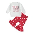 thumbnail image 1 of Bslissey Baby Girls Valentines Day Clothes Long Sleeve Letter Print Sweatshirt + Heart Print Flared Pants  2Pcs Outfits Infant Toddler Casual Long Pants Sets 0-24M, 1 of 10