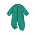 thumbnail image 1 of Bslissey Infant Baby Girls Boys Casual Footless Jumpsuit Solid Color Long Sleeve Lapel Button Full Length Rompers 3M 6M 9M 12M 18M Newborn Spring Fall Daily Outfit, 1 of 8
