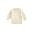 thumbnail image 1 of Bslissey Kids Baby Girls Knit Sweater 6M 12M 24M 3T 4T Long Sleeve Flower Pattern Pullovers Toddler Casual Jumpers Tops Infant Warm Knitwear Cute Daily Clothes, 1 of 9