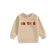 thumbnail image 1 of Bslissey Kids Boys Girls Casual Sweatshirt Long Sleeve Fuzzy Letter Embroidery Pullovers Toddler Crew Neck Loose Hoodie 12M 18M 24M 3T 4T 5T Spring Fall Daily Tops, 1 of 8
