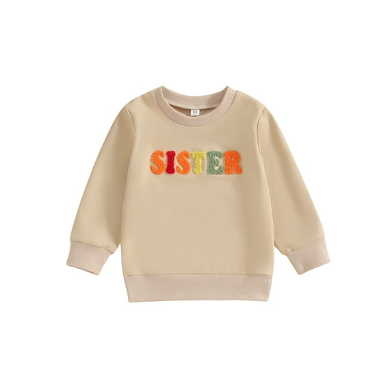 Bslissey Kids Boys Girls Casual Sweatshirt Long Sleeve Fuzzy Letter Embroidery Pullovers Toddler Crew Neck Loose Hoodie 12M 18M 24M 3T 4T 5T Spring Fall Daily Tops