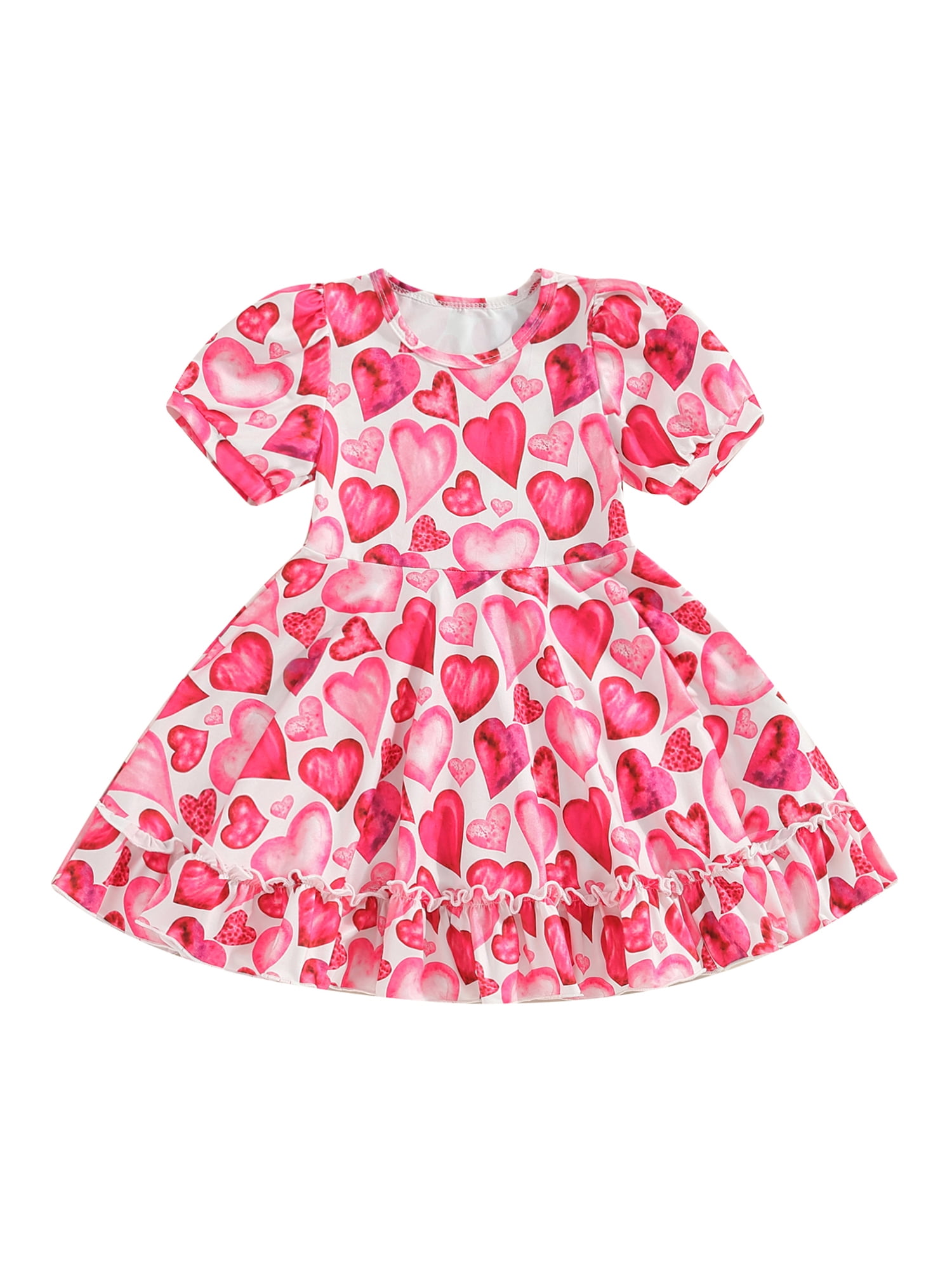 Bslissey Kids Girls Aline Dress 18M 24M 3T 4T 5T 6T Short Sleeve Heart