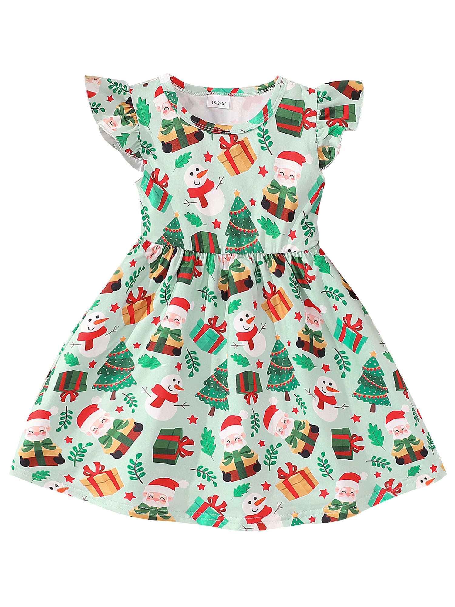Bslissey Kids Girls Christmas Dress Toddler Cute Cartoon Snowman/Santa