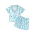 thumbnail image 1 of Bslissey Little Boys Easter Pajamas Set Cute Bunny Carrot Print Short Sleeve Button Shirt + Elastic Shorts 2Pcs Loungewear Toddler Kids Soft Sleepwear 12 Months-6 Years, 1 of 9