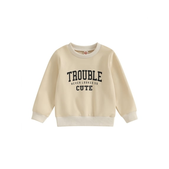Bslissey Little Boys Girls Sweatshirt Long Sleeve Letter Print Hoodie Toddler Crew Neck Loose Pullovers Kids Casual Tops for Daily Life 3T 4T 5T 6T 7T