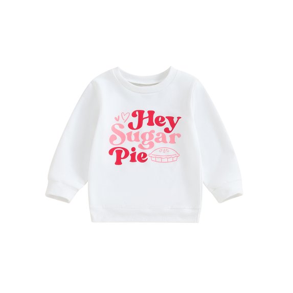 Bslissey Little Girl Valentine's Day Casual Sweatshirt Long Sleeve Letter Pie Print Crew Neck Hoodie Toddler Loose Pullover Tops Kids Daily Clothes 3T 4T 5T 6T