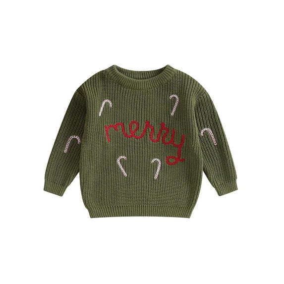 Bslissey Little Girls Boys Christmas Knit Sweater Long Sleeve Letter Embroidery Pullover Tops Toddler Casual Knitwear Kids Daily Clothes 3T 4T 5T 6T 7T