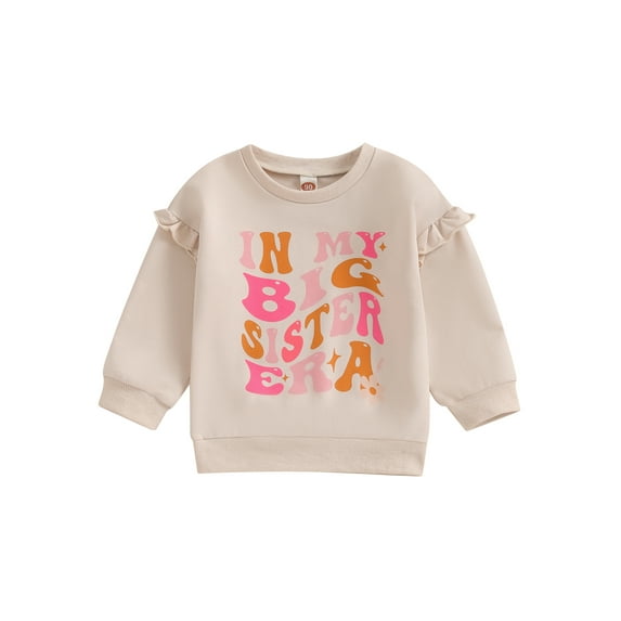 Bslissey Little Girls Casual Sweatshirt Long Sleeve Letter Print Hoodie Toddler Crew Neck Loose Pullovers Kids Spring Fall Daily Tops 18M 24M 3T 4T 5T 6T