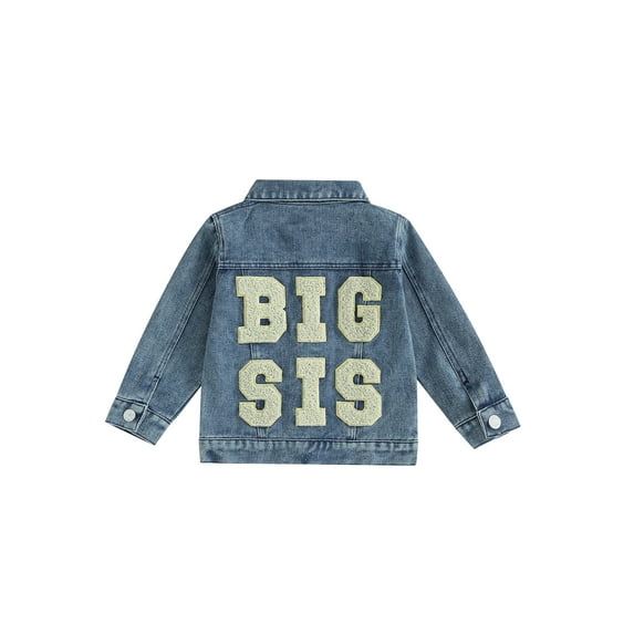 Bslissey Little Girls Denim Jacket Toddler Baby Long Sleeve Letter Embroidery Button Jean Cardigan Coat Kids Spring Fall Casual Daily Outerwear 12M 18M 24M 3T 4T 5T