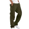 Bslissey Men Fashion Cargo Pants Solid Color Drawstring Elastic Waist