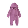 thumbnail image 1 of Bslissey Newborn Baby Boys Girls Casual Hooded Jumpsuit Solid Color Long Sleeve Zipper Hoodie Rompers with Pockets Infant Toddler Cute Daily Clothes 0-24 Months, 1 of 8