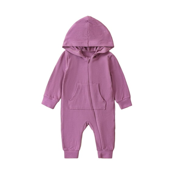 Bslissey Newborn Baby Boys Girls Casual Hooded Jumpsuit Solid Color Long Sleeve Zipper Hoodie Rompers with Pockets Infant Toddler Cute Daily Clothes 0-24 Months