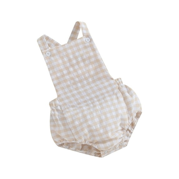 Bslissey Newborn Baby Girls Casual Sleeveless Romper Plaid Pattern Print Overalls Jumpsuit Infant Toddler Cute Clothes Bodysuit 3M 6M 9M 12M 18M 24M