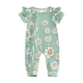 thumbnail image 1 of Bslissey Newborn Baby Girls Summer Jumpsuit Flower Print Short Sleeve Zipper Footless Rompers Infant Toddler Cute One Piece Bodysuit 3M 6M 12M 18M 24M, 1 of 9