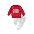 thumbnail image 1 of Bslissey Toddler Baby Boy Girl Valentine's Day Clothes Long Sleeve Letter Print Sweatshirt and Solid Color Pants Set Infant Casual Daily Outfits 6M 12M 18M 24M 3T, 1 of 9