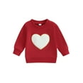 thumbnail image 1 of Bslissey Toddler Baby Boy Girl Valentine's Day Sweatshirt 6M 12M 18M 24M 3T Long Sleeve Heart Pattern Hoodie Infant Crew Neck Loose Pullovers Spring Fall Daily Tops, 1 of 8