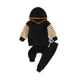 thumbnail image 1 of Bslissey Toddler Baby Boys 2Pcs Outfits Striped Long Sleeve Hooded Hoodie + Elastic Waist Sweatpants 6M 12M 18M 24M 3T Infant Casual Tracksuit Daily Clothes, 1 of 9