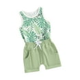 thumbnail image 1 of Bslissey Toddler Baby Boys 2Pcs Summer Outfits Sleeveless Leaf Print Tank Tops + Drawstring Shorts 6M 12M 18M 24M 3T Infant Casual Short Pants Sets for Daily Vacation, 1 of 8