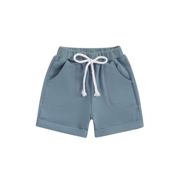 Bslissey Toddler Baby Boys Girls Casual Shorts 6M 12M 18M 24M 3T Elastic Waist Solid Color Pockets Short Pants Infant Boy Summer Rolled Hem Drawstring Short Bottoms