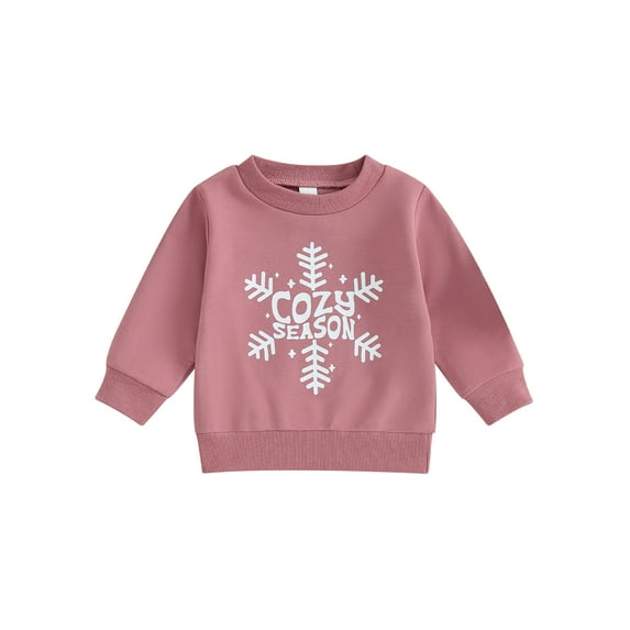 Bslissey Toddler Baby Boys Girls Casual Sweatshirt Long Sleeve Letter/Snowflake/Tree Print Hoodie Crew Neck Loose Pullovers Infant Spring Fall Winter Tops 0-3 Years