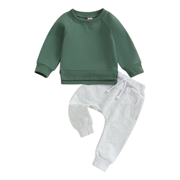 Bslissey Toddler Baby Boys Girls Pants Set 6M 12M 18M 24M 3T Long Sleeve Crew Neck Pullover Sweatshirt Casual Jogger Pants 2Pcs Tracksuit Infant Daily Clothes