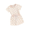 thumbnail image 1 of Bslissey Toddler Baby Boys Girls Summer 2Pcs Outfits Checkerboard Print Short Sleeve T-shirt + Elastic Waist Shorts 6M 12M 18M 24M 3T Infant Casual Short Pants Sets, 1 of 9