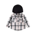 thumbnail image 1 of Bslissey Toddler Baby Boys Girls Woolen Plaid Hooded Coat Long Sleeve Button Casual Hoodies Jacket Kids Fall Winter Loose Outerwear with Pockets 6M 12M 18M 24M 3T 4T, 1 of 9