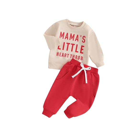 Bslissey Toddler Baby Boys Pants Sets Long Sleeve Letter Print Sweatshirt + Elastic Waist Sweatpants 2Pcs Tracksuit Outfits Infant Casual Daily Clothes 3M-3T